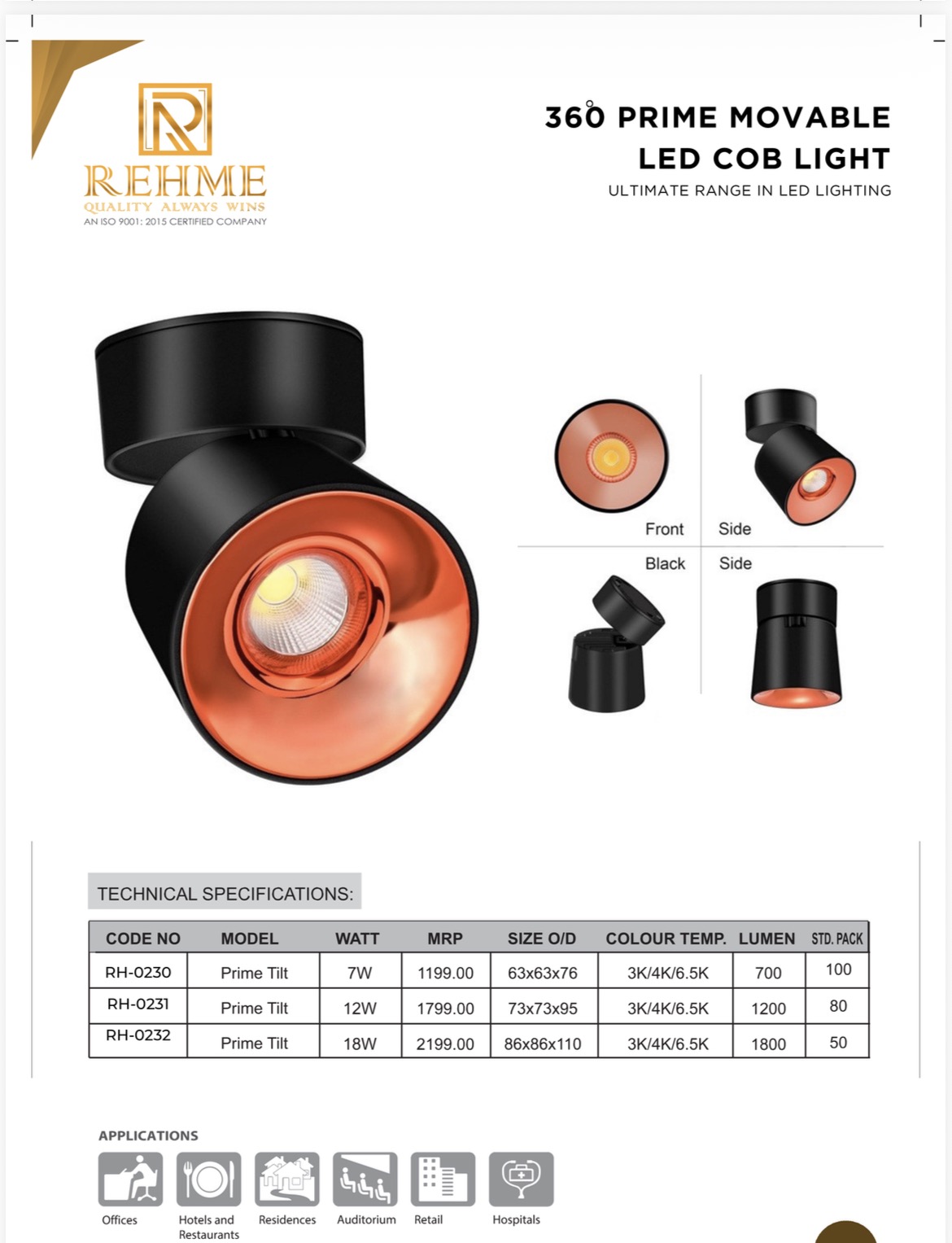 COB SURFACE MOVEABLE  CYLINDER 7W , 12W & 18W